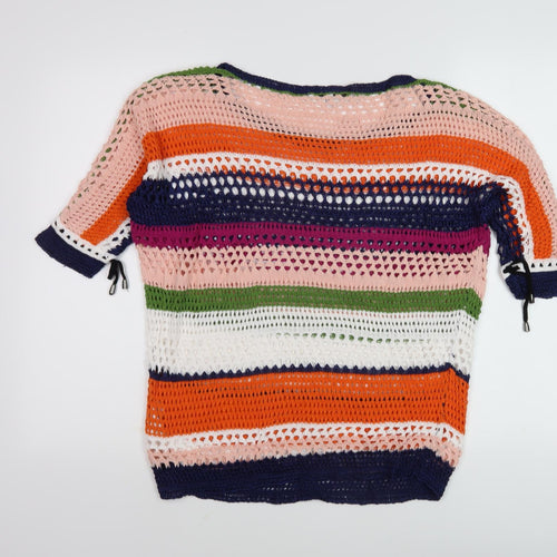 Next Women's Multicoloured Striped Crochet Jumper, Size S