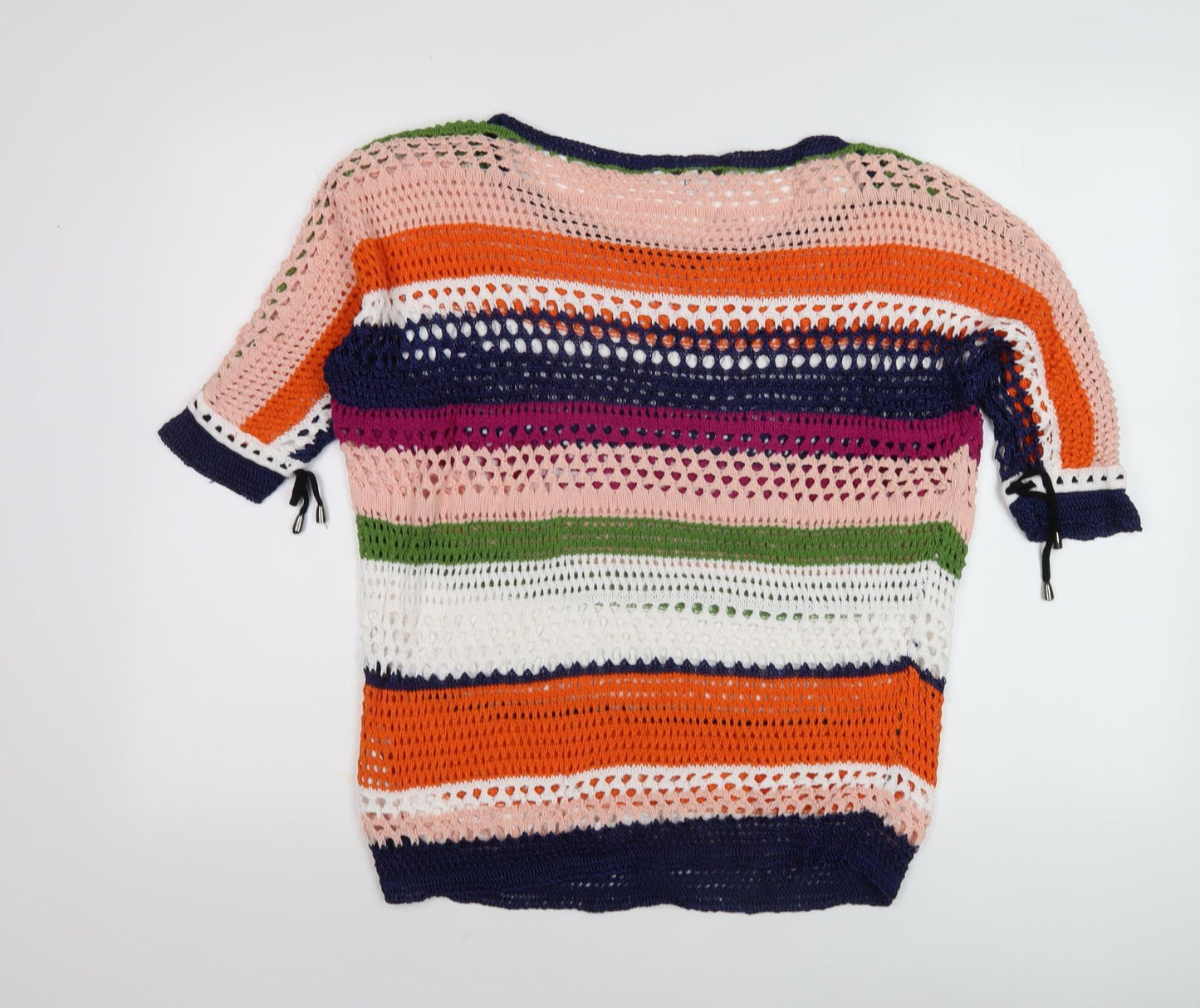 Next Women's Multicoloured Striped Crochet Jumper, Size S