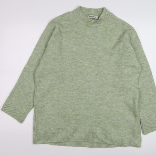 Stradivarius Women's Green Pullover Jumper, Size 12, Mock Neck
