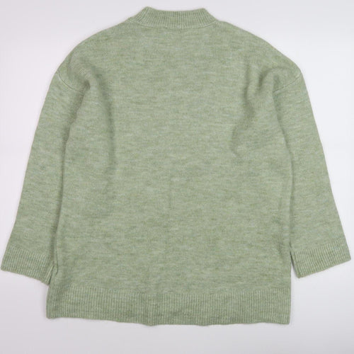 Stradivarius Women's Green Pullover Jumper, Size 12, Mock Neck
