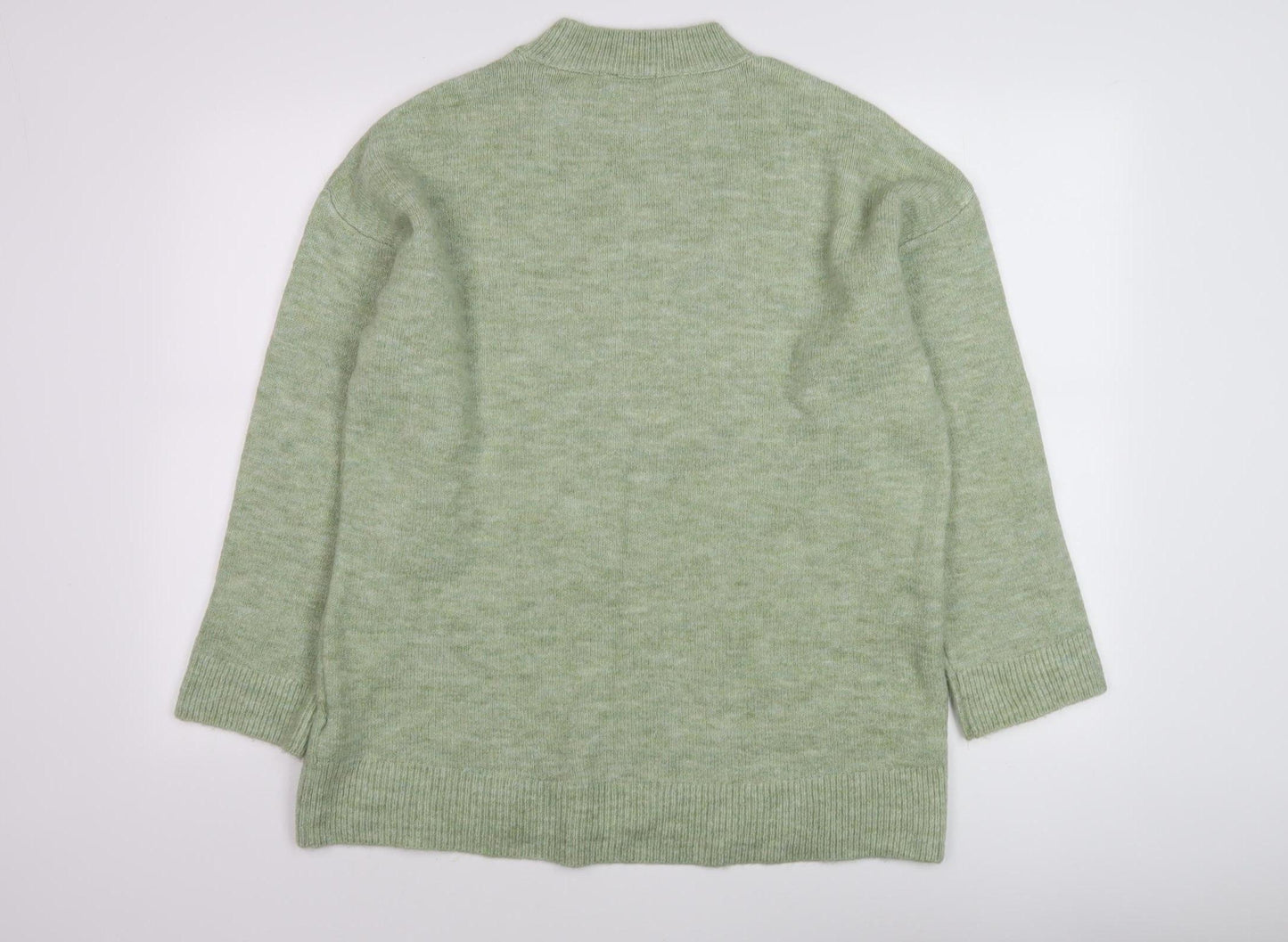 Stradivarius Women's Green Pullover Jumper, Size 12, Mock Neck