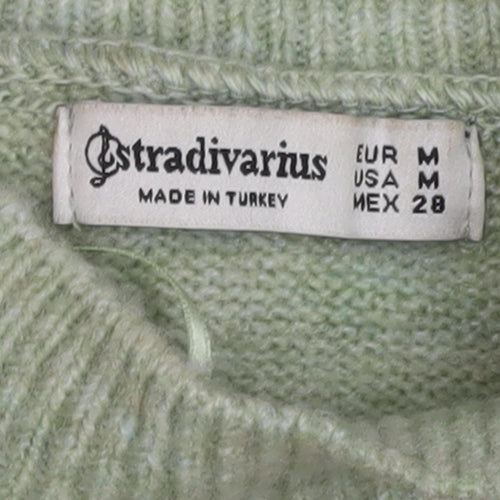 Stradivarius Women's Green Pullover Jumper, Size 12, Mock Neck