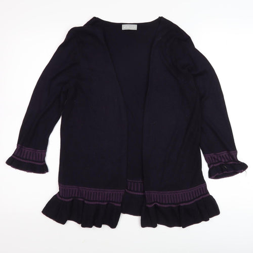 Per Una Women's Black Cardigan, Size 14, Ruffle Accents