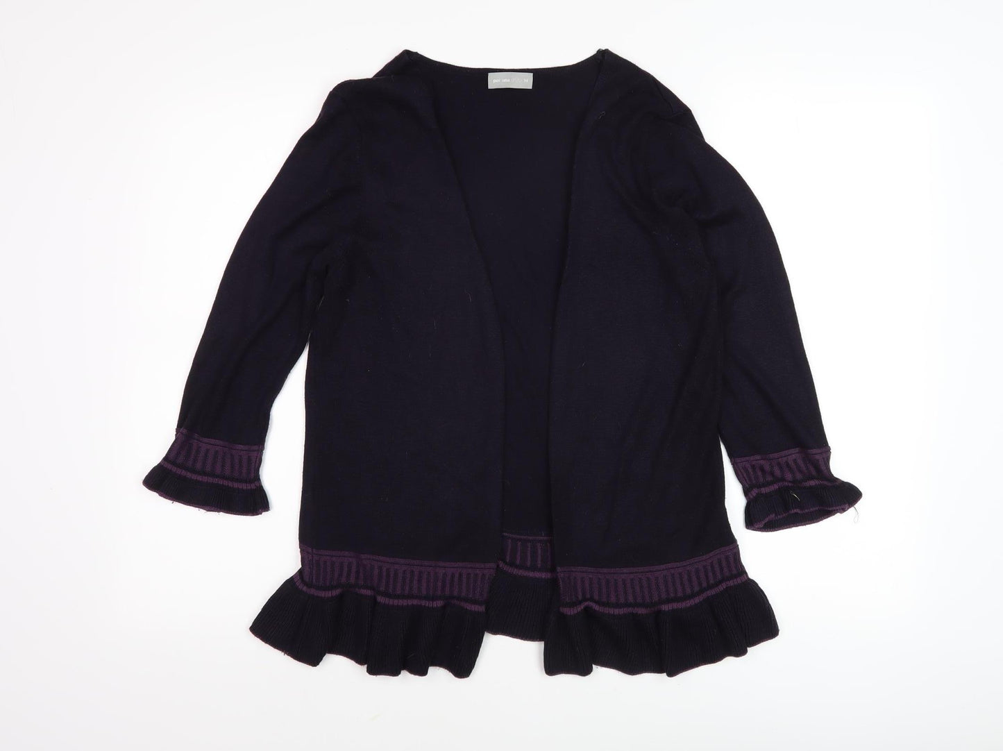 Per Una Women's Black Cardigan, Size 14, Ruffle Accents