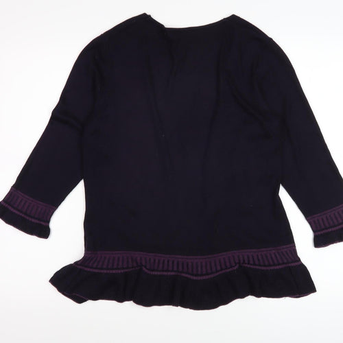 Per Una Women's Black Cardigan, Size 14, Ruffle Accents
