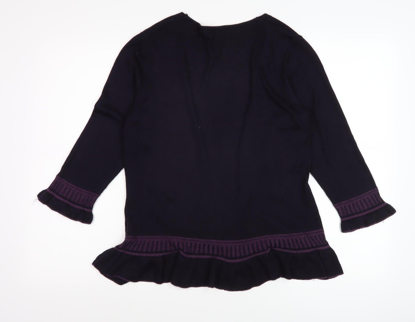 Per Una Women's Black Cardigan, Size 14, Ruffle Accents