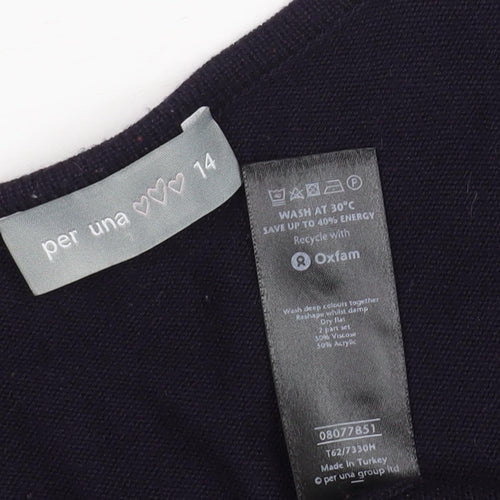Per Una Women's Black Cardigan, Size 14, Ruffle Accents