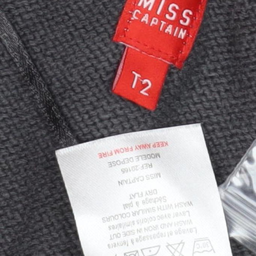 Miss Captain Grey Fur Trim Waistcoat Women Size 2