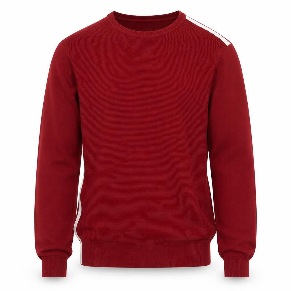 Front view of Zara Men's Red Crew Neck Jumper - Long Sleeve Cotton