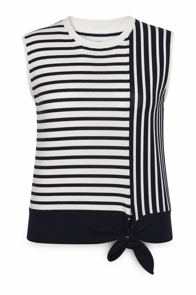Front view of Marks & Spencer Women's Sleeveless Stripe jumper