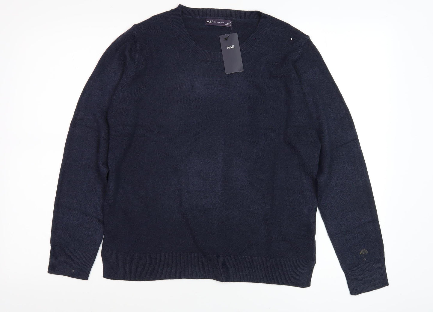 Marks and Spencer Women's Navy Pullover Jumper Size 14