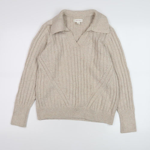 Per Una Women's Beige Collared Pullover M