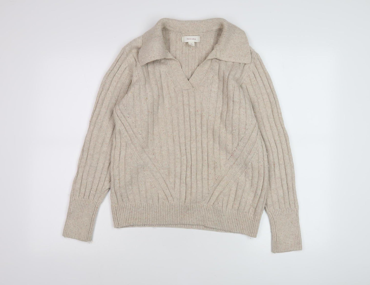 Per Una Women's Beige Collared Pullover M