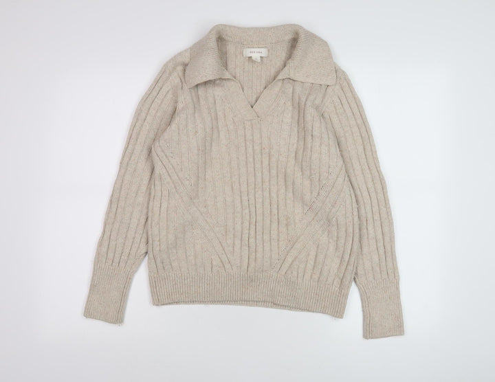 Per Una Women's Beige Collared Pullover M