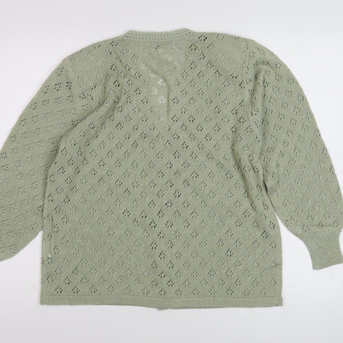 Affections Women's Green Floral Cardigan M