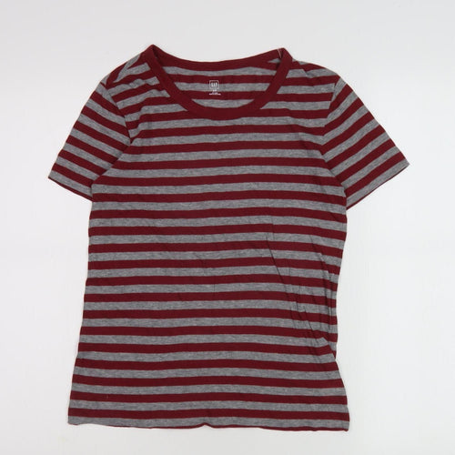 GAP Women's Red Grey Striped Ringer T-Shirt Size S