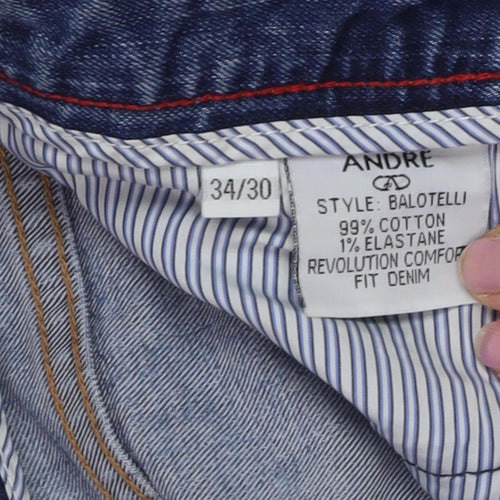 Andre Blue Women's Straight Jeans Size 34 With Comfort Fit
