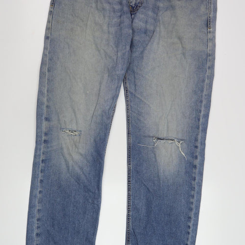 Zara Men’s Blue Distressed Straight Jeans 38