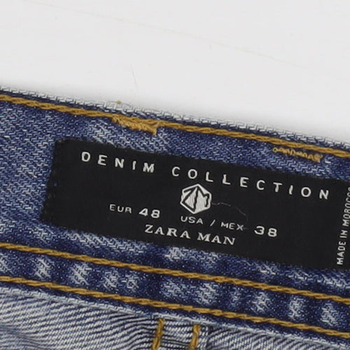 Zara Men’s Blue Distressed Straight Jeans 38