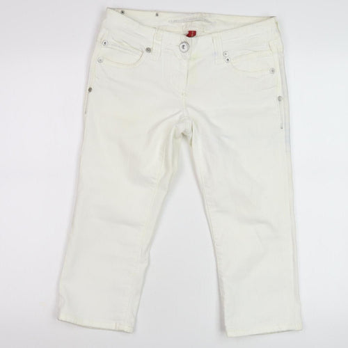 River Island Women's White Cropped Jeans Size 10