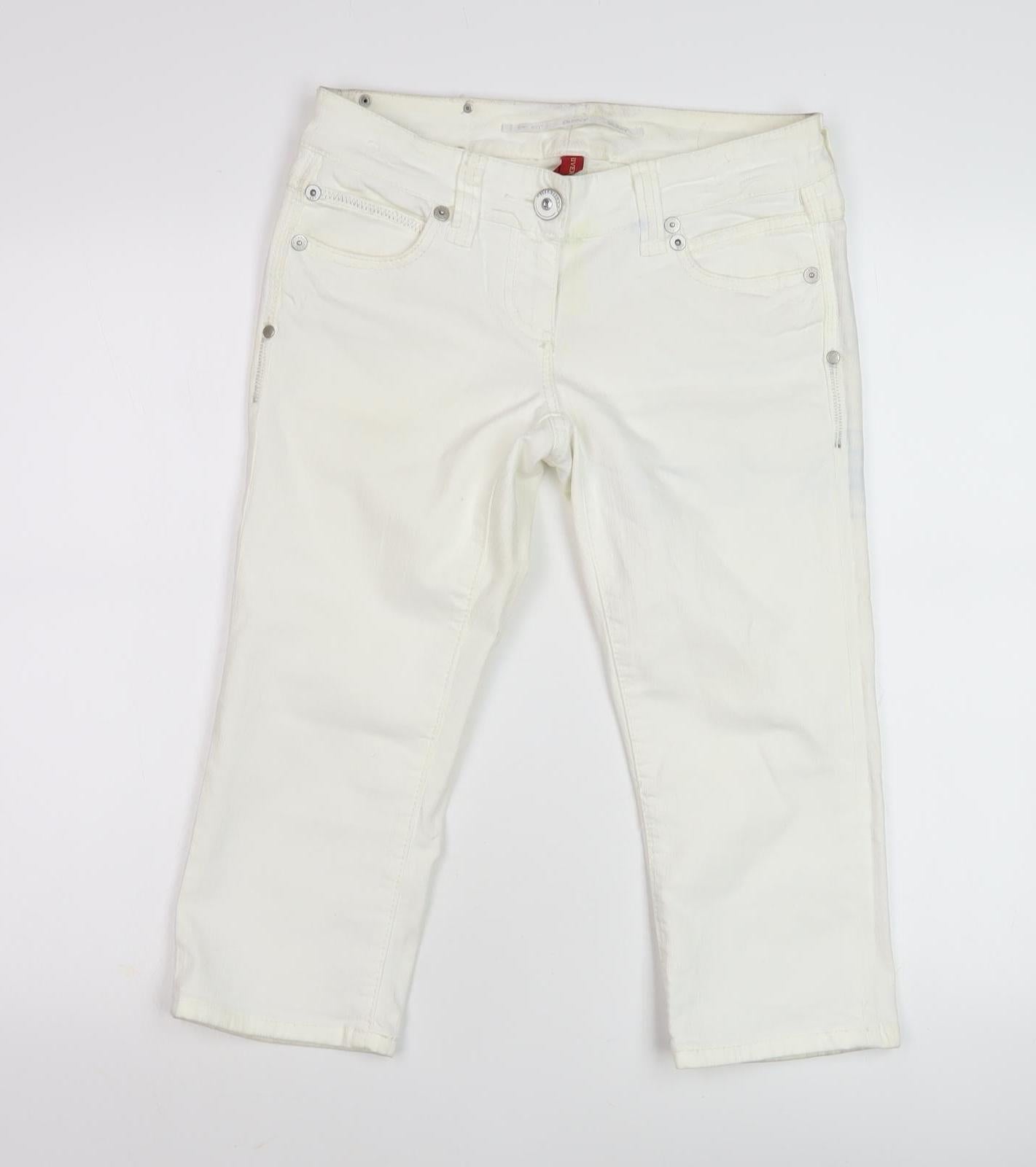 River Island Women's White Cropped Jeans Size 10