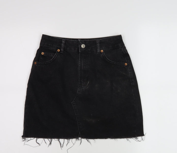 Topshop Women's Black Denim Short Skirt, Size 8