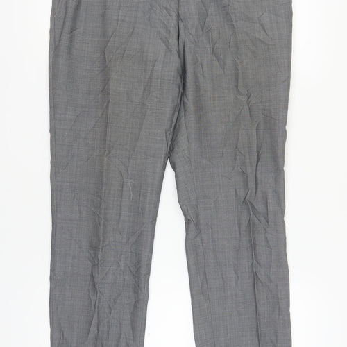 Next Men's Grey Trousers 34S Wool Blend Workwear