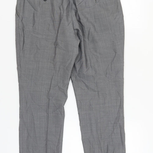 Next Men's Grey Trousers 34S Wool Blend Workwear