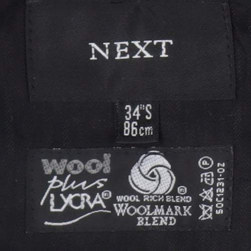Next Men's Black Trousers, 34S, Wool Blend