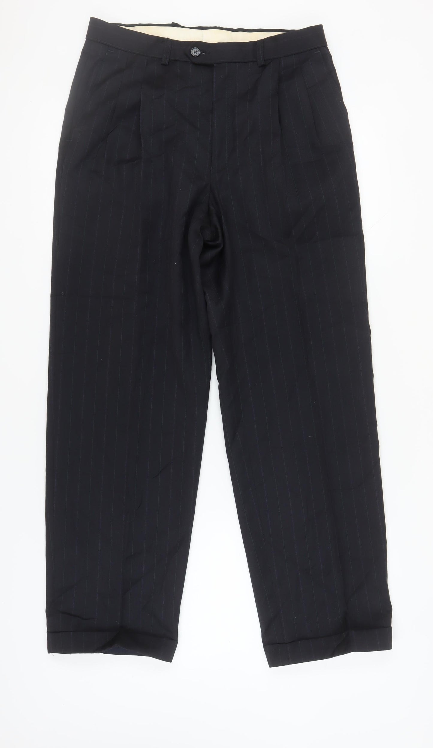 Marks and Spencer Men's Black Striped Trousers 32W