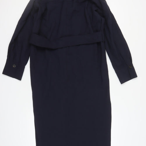 Massimo Dutti Women's Black Collared Dress, M, Belted