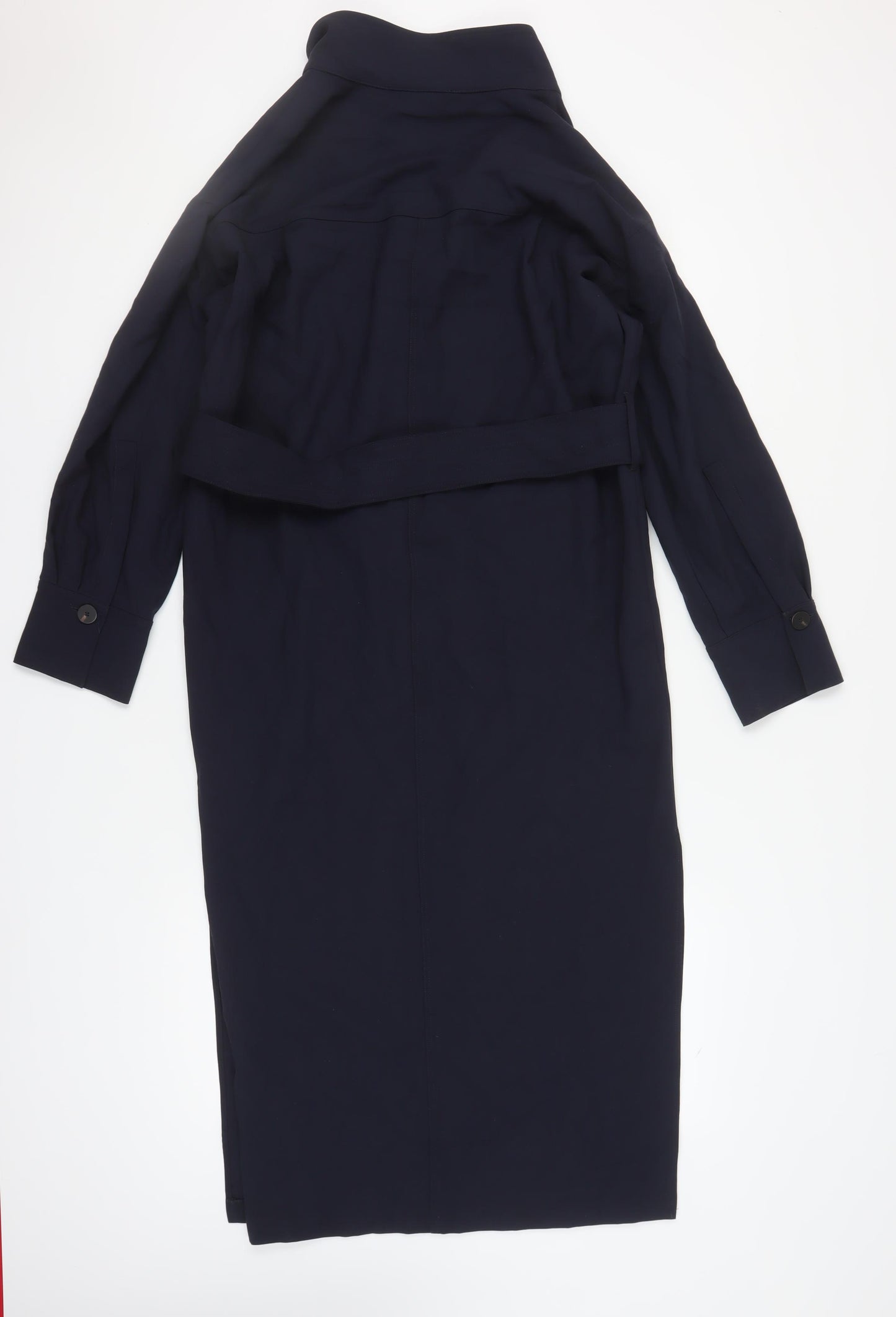 Massimo Dutti Women's Black Collared Dress, M, Belted