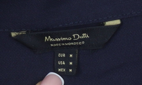 Massimo Dutti Women's Black Collared Dress, M, Belted