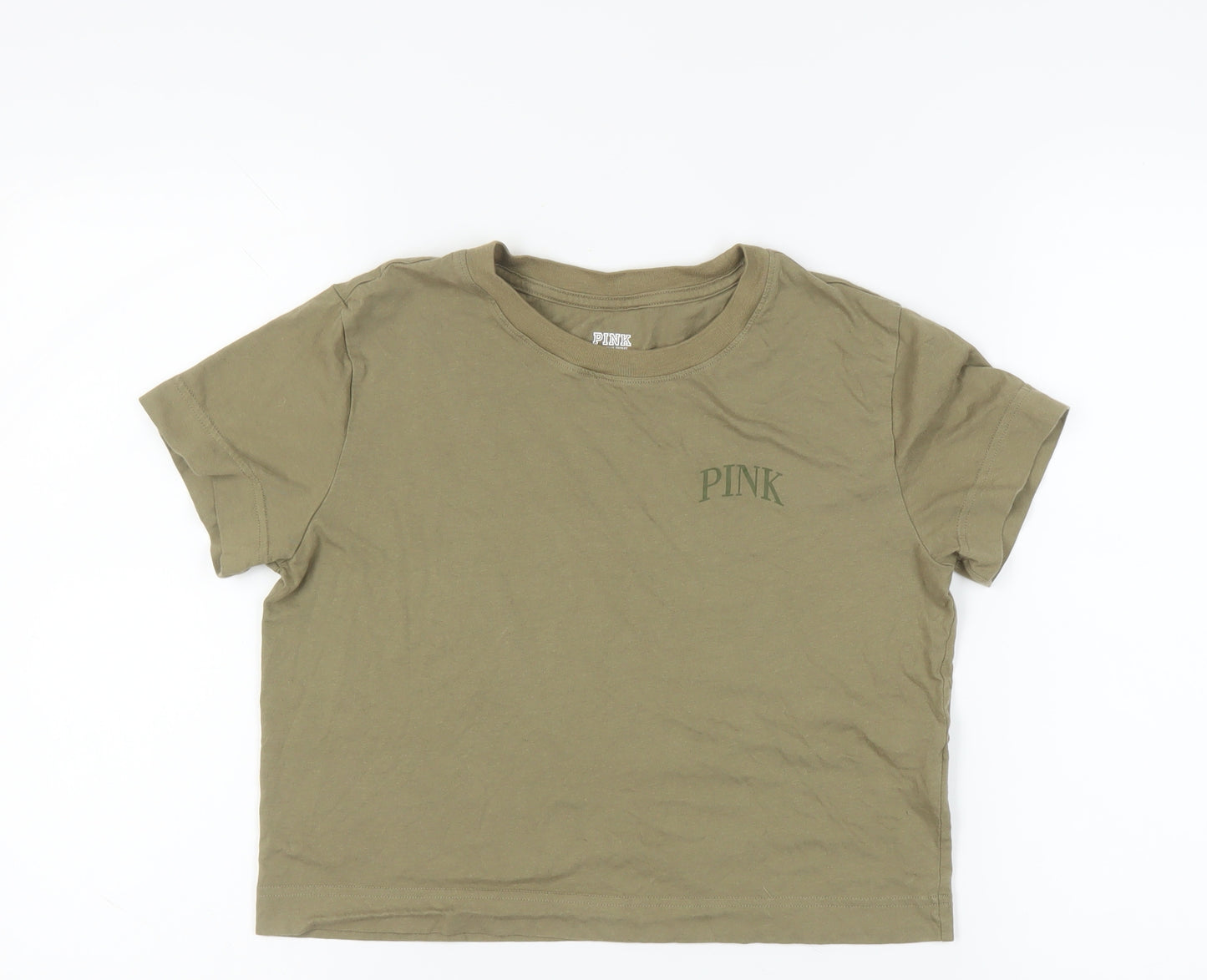 Victoria's Secret PINK Women's Olive T-Shirt - Size S