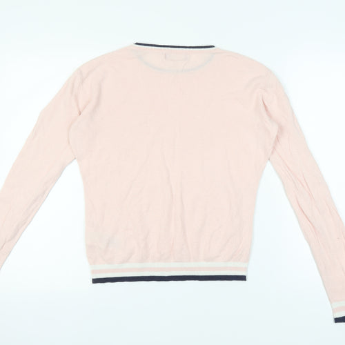 Guess Women's Pink Pullover Jumper, Size 14, Cotton, Crew Neck