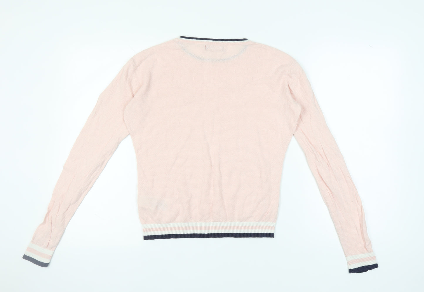 Guess Women's Pink Pullover Jumper, Size 14, Cotton, Crew Neck