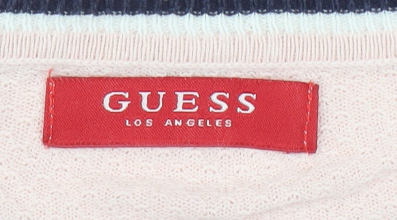 Guess Women's Pink Pullover Jumper, Size 14, Cotton, Crew Neck
