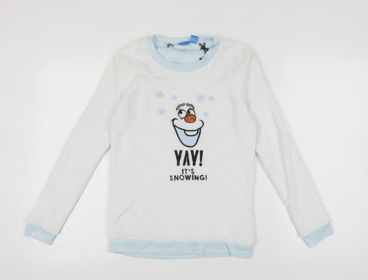 Disney Women’s White Olaf Pyjama Top XS Winter