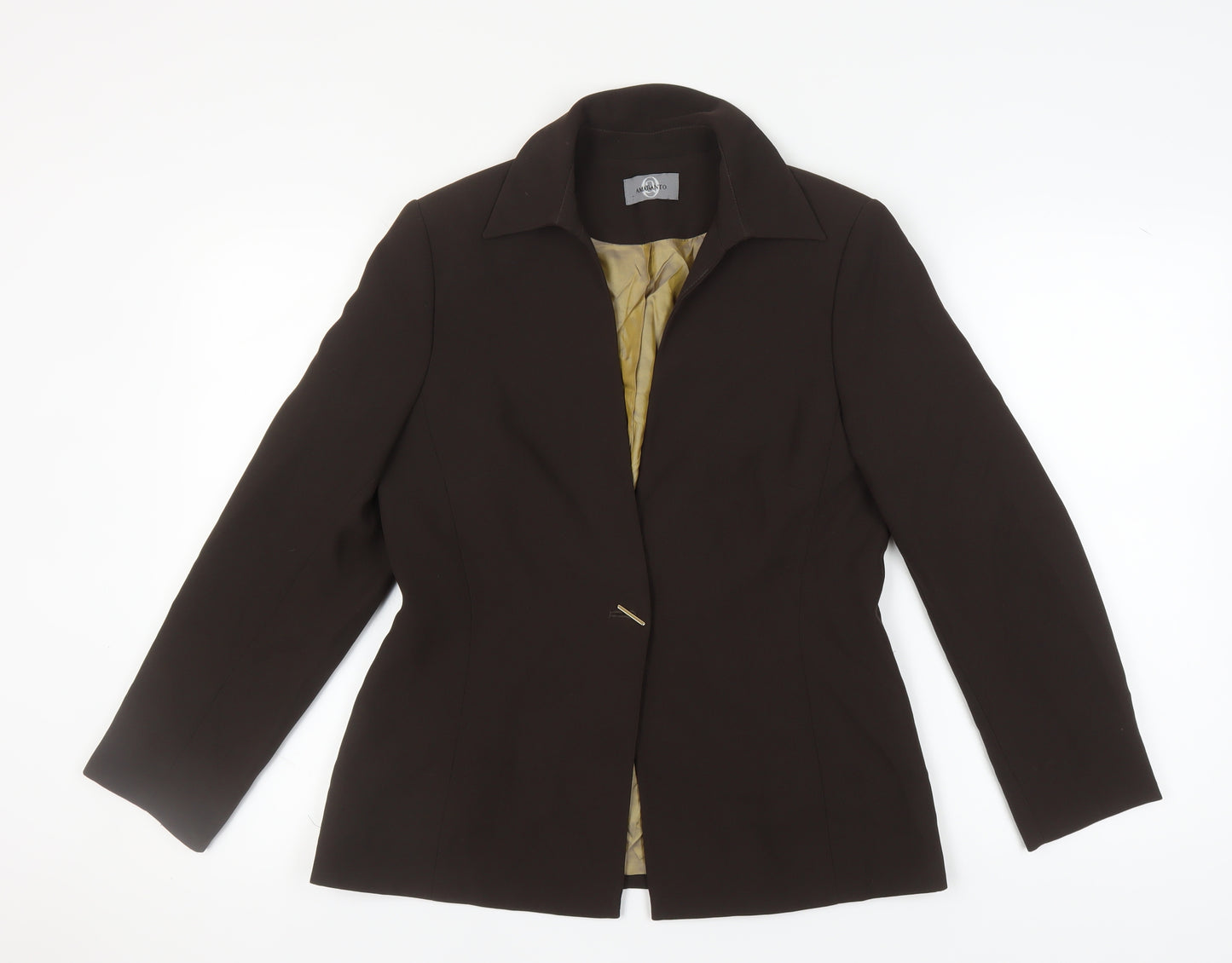 Amaranto Brown Women's Blazer Size 12 Long Sleeve