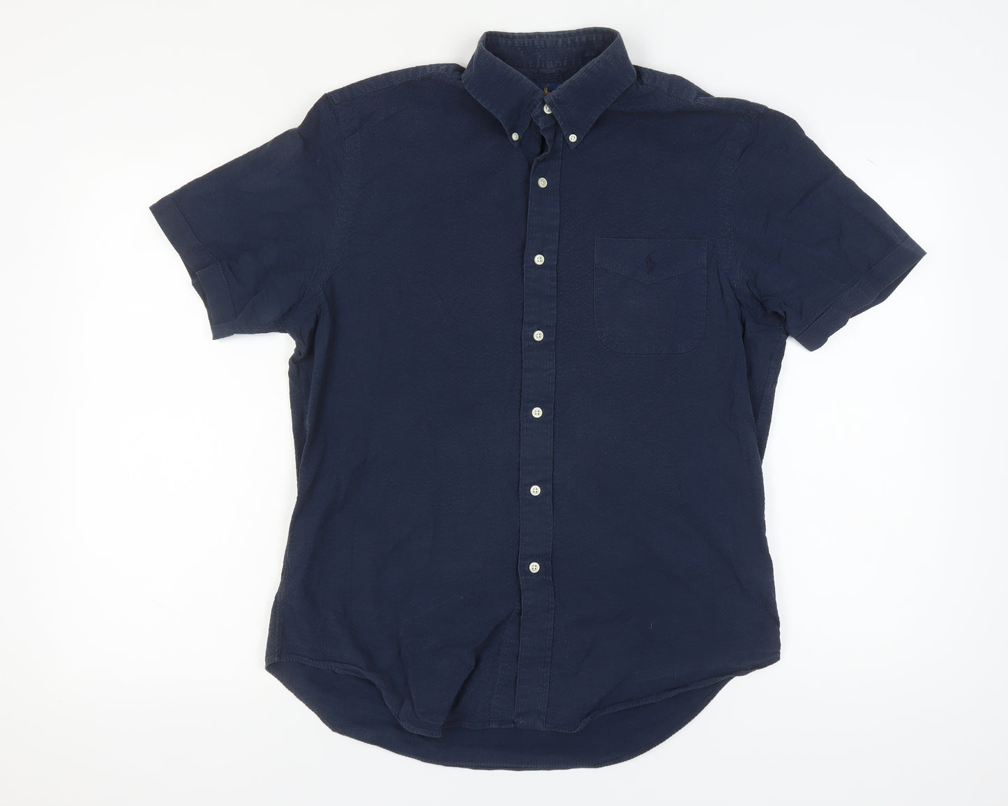 Ralph Lauren Men's Blue Slim Fit Button-Up Shirt L