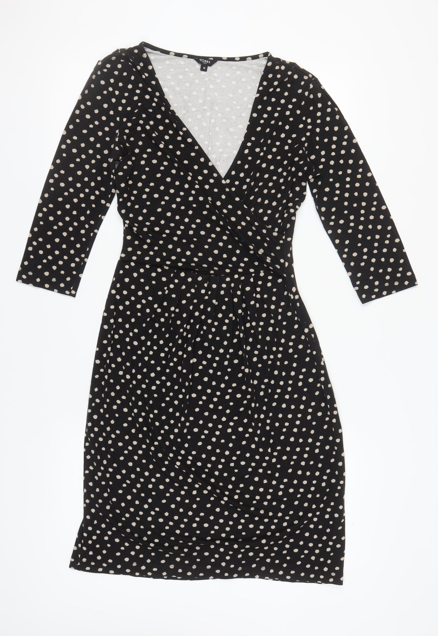 Hobbs Women's Black Polka Dot Wrap Dress Size 10