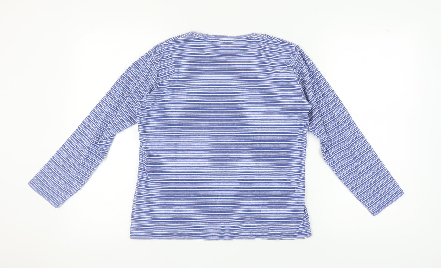 EWM Women's Blue Striped Long Sleeve T-Shirt M