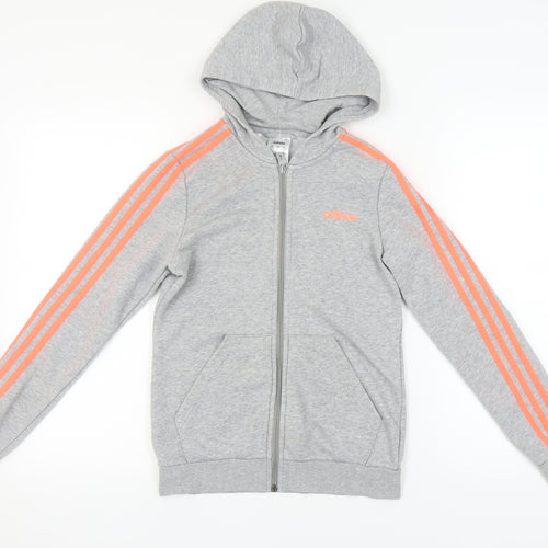 Adidas Girls Grey Full Zip Hoodie 13-14 Years Sports Fashion