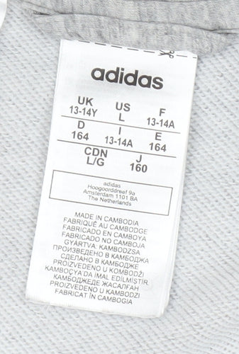 Adidas Girls Grey Full Zip Hoodie 13-14 Years Sports Fashion