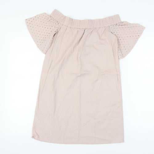 AllSaints Women's Beige Off Shoulder Shift Dress S