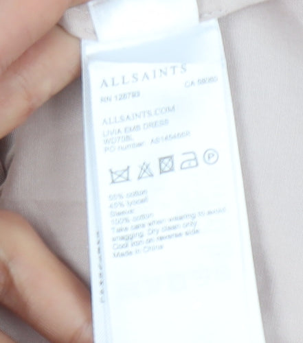 AllSaints Women's Beige Off Shoulder Shift Dress S