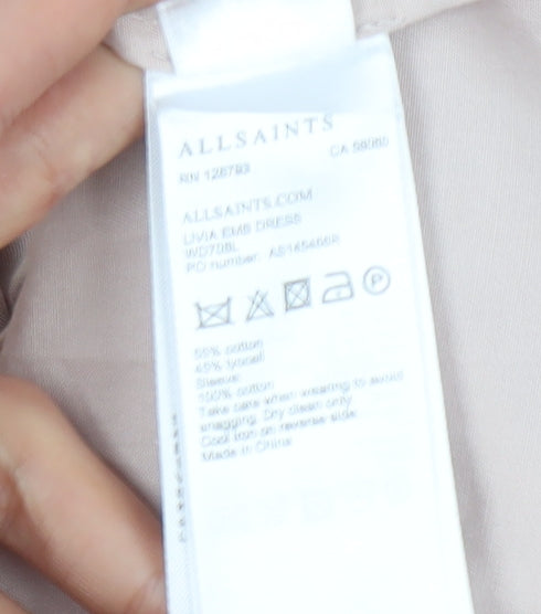 AllSaints Women's Beige Off Shoulder Shift Dress S