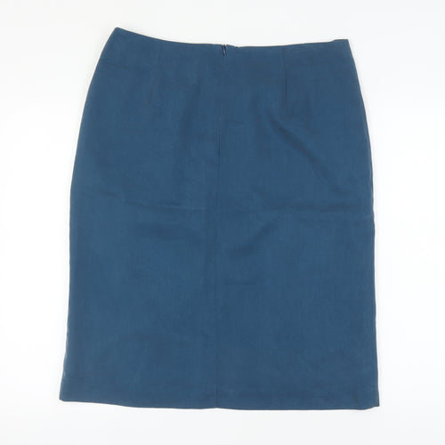 Eastex Women's Blue Pencil Skirt, Size 16, Button Accents