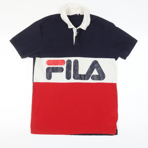 FILA Men's Multicoloured Cotton Polo Shirt M