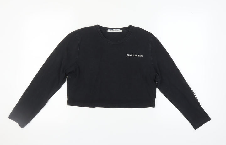 Calvin Klein Women's Black Cropped T-Shirt XS